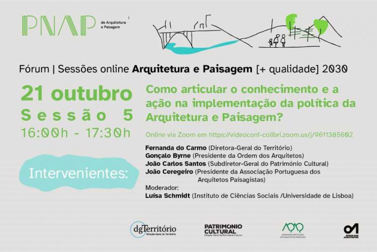 Fórum | Sessões online Arquitetura e Paisagem [+ qualidade] 2030 - sessão 5